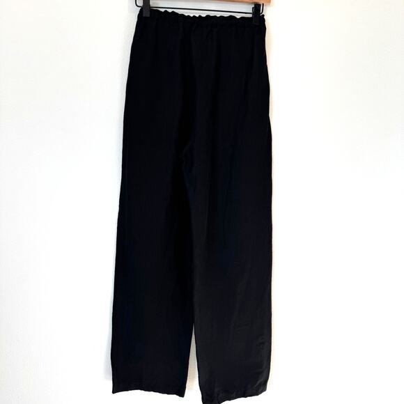 TOTEME Black Stretch Linen Slacks Wide Leg Elastic Waist Pant- 32 EU /0 US - Picture 11 of 11